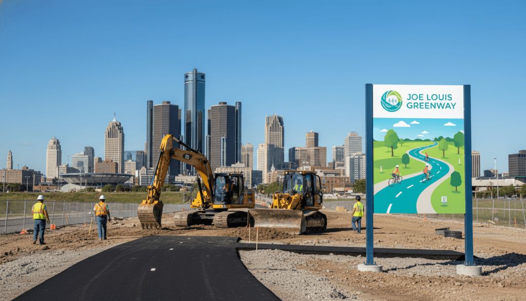 Construction Accelerates on Critical Connector of the Joe Louis Greenway