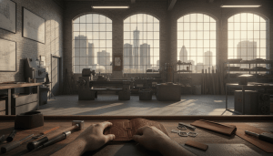 Artisan working in a workshop representing the modern Made in Detroit movement