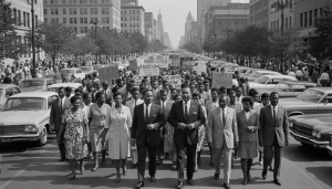 Martin Luther King Jr leading the 1963 Walk to Freedom, a key moment in Detroit civil rights history