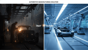 Detroit auto industry assembly line transitioning to electric vehicle manufacturing