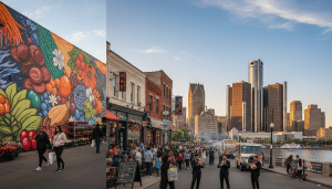 Mural in Detroit representing Detroit cultural diversity and community unity