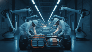 Detroit electric vehicle transition assembly line in a modern automotive plant