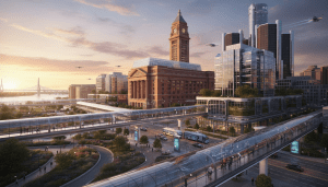 Michigan Central Station symbolizing Detroit mobility innovation and auto-tech growth