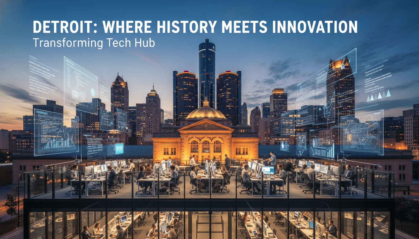 Modern office space near Michigan Central Station illustrating the growing Detroit tech scene