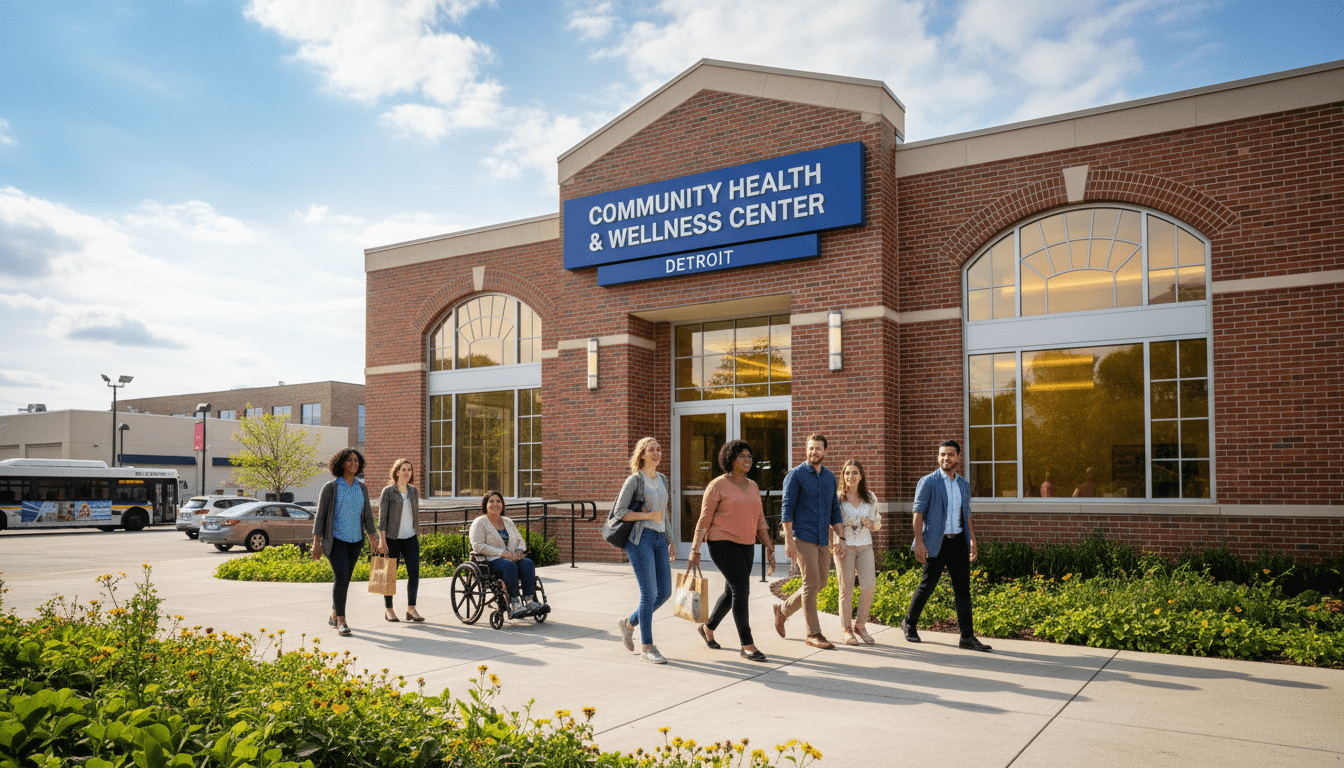 Exterior of a community clinic providing mental health resources in Detroit