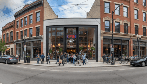 A busy storefront representing successful Black-owned businesses in Detroit