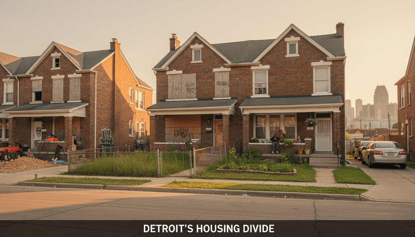 Row of brick homes representing the challenge of finding Section 8 housing Detroit