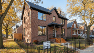 A renovated brick home in a residential neighborhood representing the Detroit home insurance market.