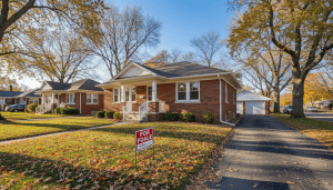 Brick home with for sale sign representing selling a house in Detroit