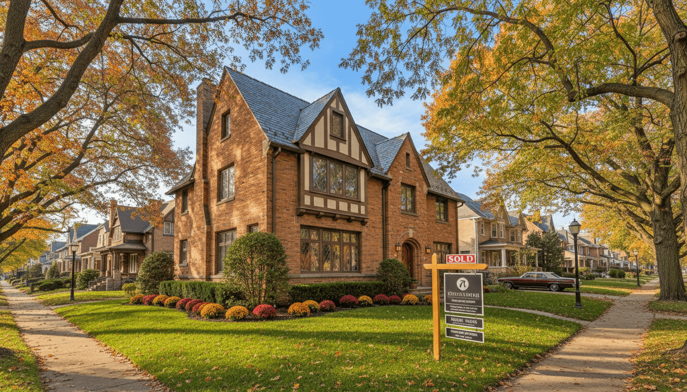 A renovated historic home in a residential neighborhood representing the trend of moving to Detroit