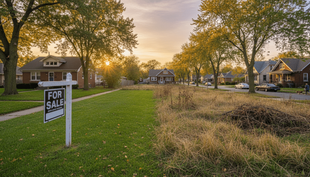 Detroit property taxes assessment notice in front of a residential home