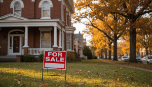 Detroit real estate agents for sale sign in front of a brick home