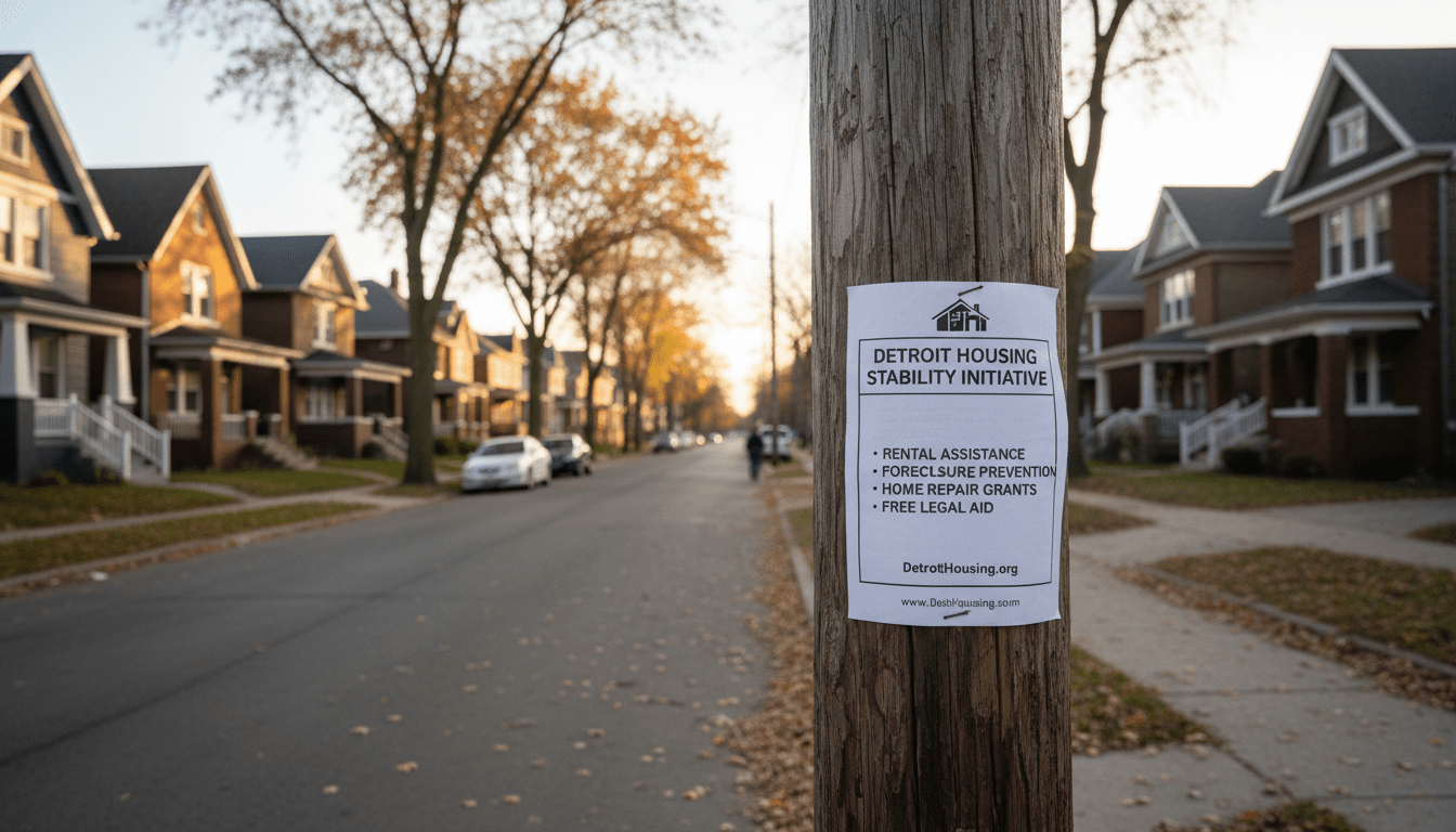 A Detroit residential street highlighting the need for Detroit rental assistance programs and housing stability.