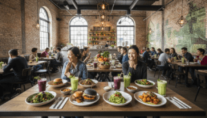 Interior of a modern restaurant showcasing the rise of Detroit plant-based dining