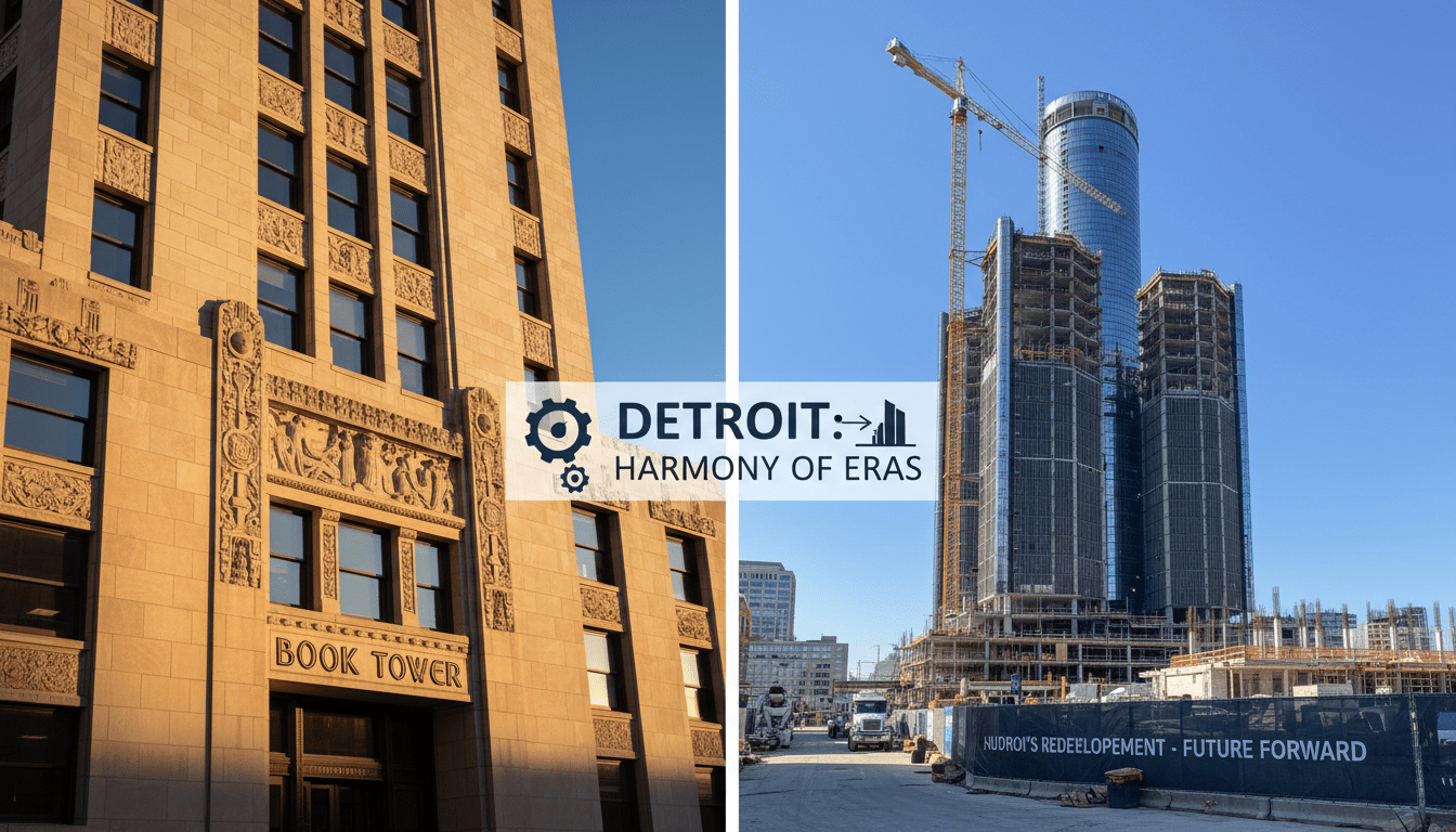 Restored facade of the Book Tower representing Detroit architectural heritage preservation