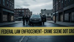 Police tape at a crime scene in Detroit representing the ICE shooting probe investigation