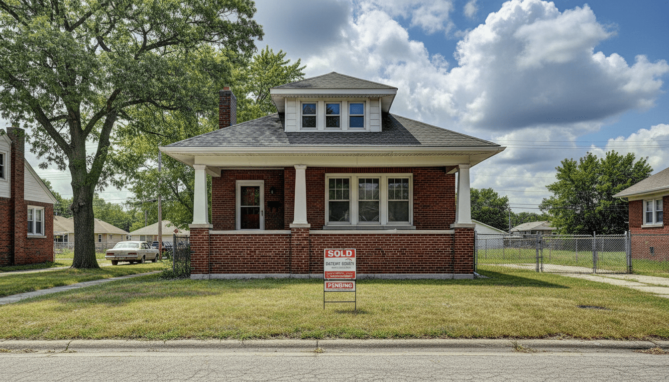 A brick home in a neighborhood representing the market for Detroit cash home buyers