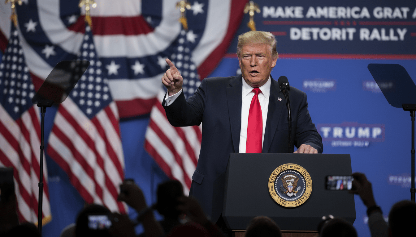 Donald Trump speaking about sanctuary city funding cuts in Detroit