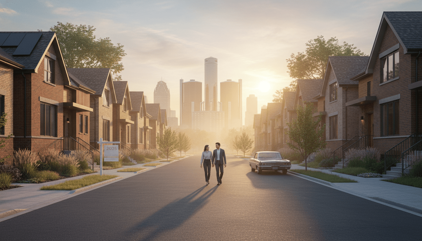 Row of renovated homes illustrating 2025 Detroit real estate trends