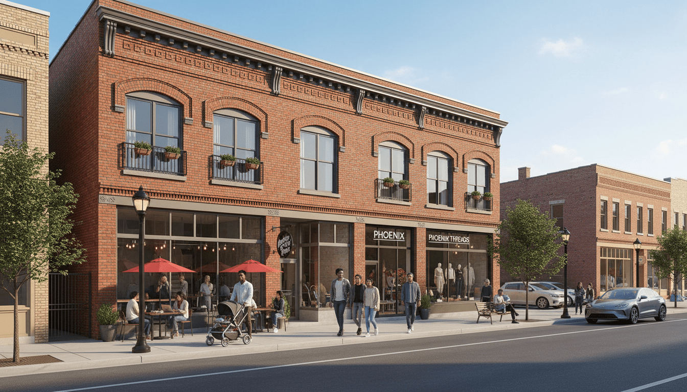 Revitalized mixed-use building illustrating successful Detroit commercial real estate investment in a neighborhood corridor