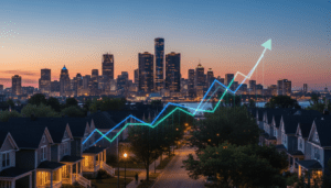 Detroit cost of living 2026 skyline with economic graph overlay