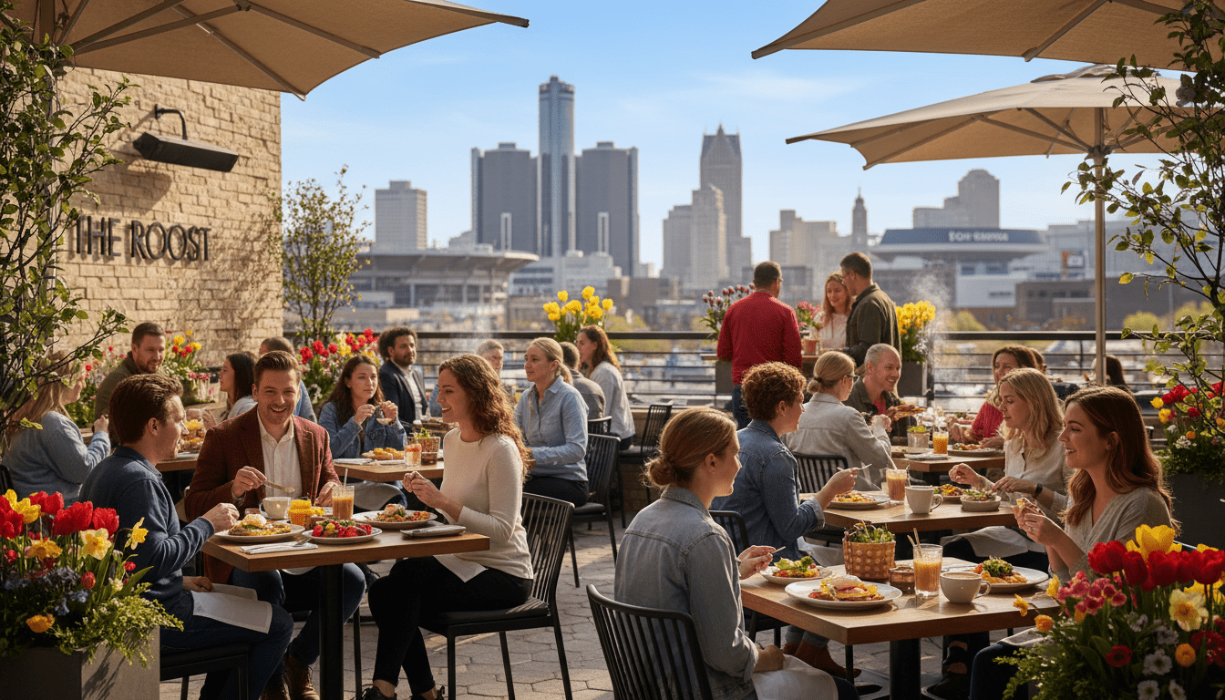 Crowded patio illustrating the Detroit weekend brunch boom in Spring 2026