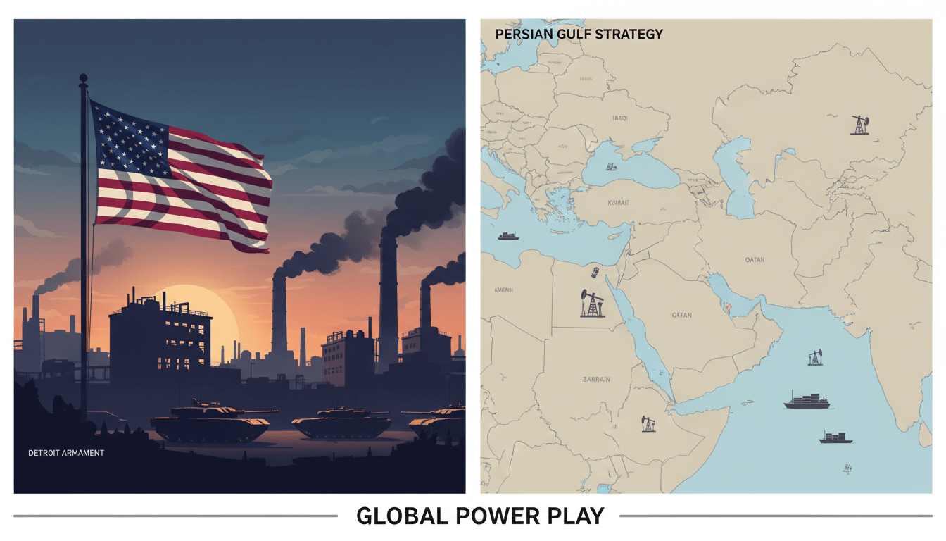 Map showing the US-Iran conflict impact on Detroit defense industry and economy