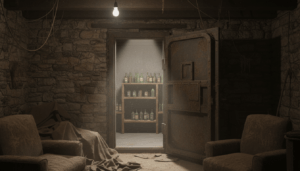 A hidden door in a Detroit basement reveals a dark secret room from the Prohibition era