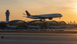 A commercial jet during one of many Detroit flight diversions at DTW airport.