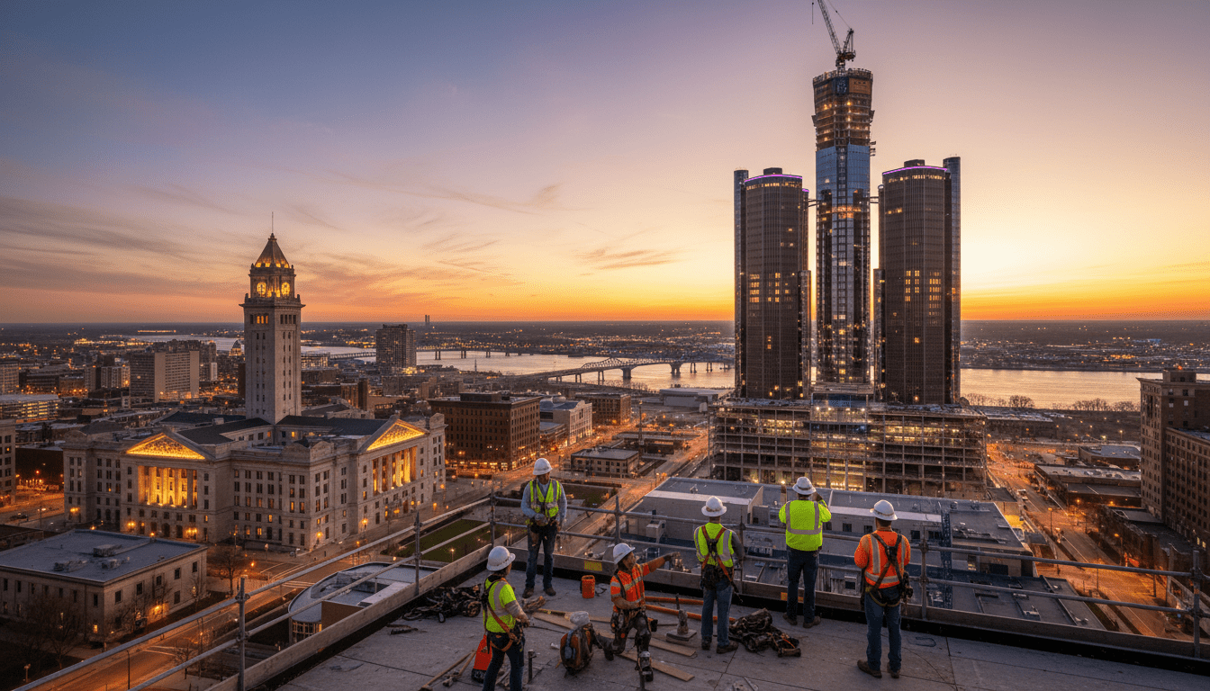 A view of the Detroit skyline highlighting the growth of jobs in Detroit 2026.