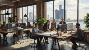 A professional setting in the city illustrating the future of Detroit jobs 2026 and economic growth.