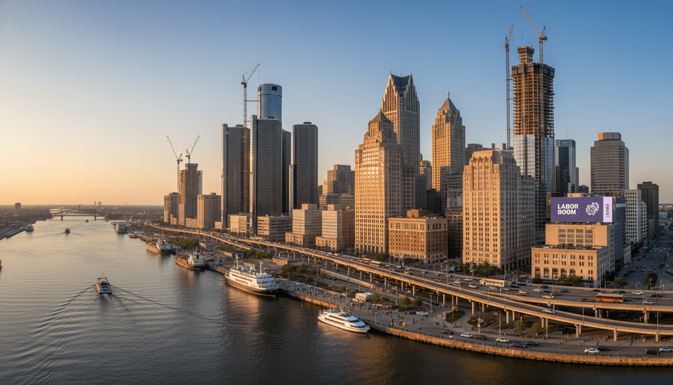 The Detroit labor market in 2026 shown through a view of the city's growing downtown business district.