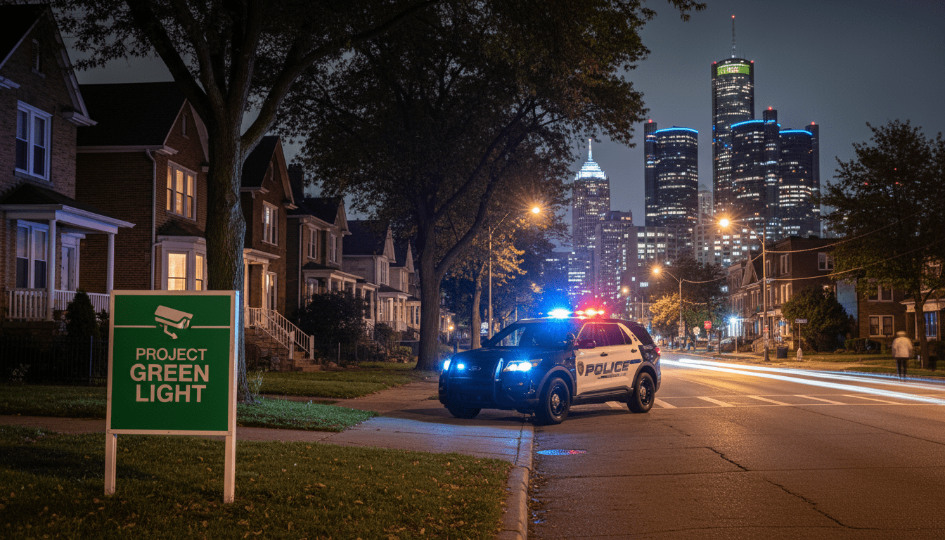 Detroit police vehicle patrolling a neighborhood to improve public safety Detroit