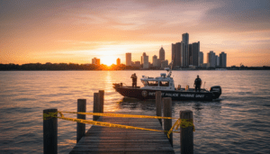 Police boat responding to fisherman discovery near Belle Isle Detroit