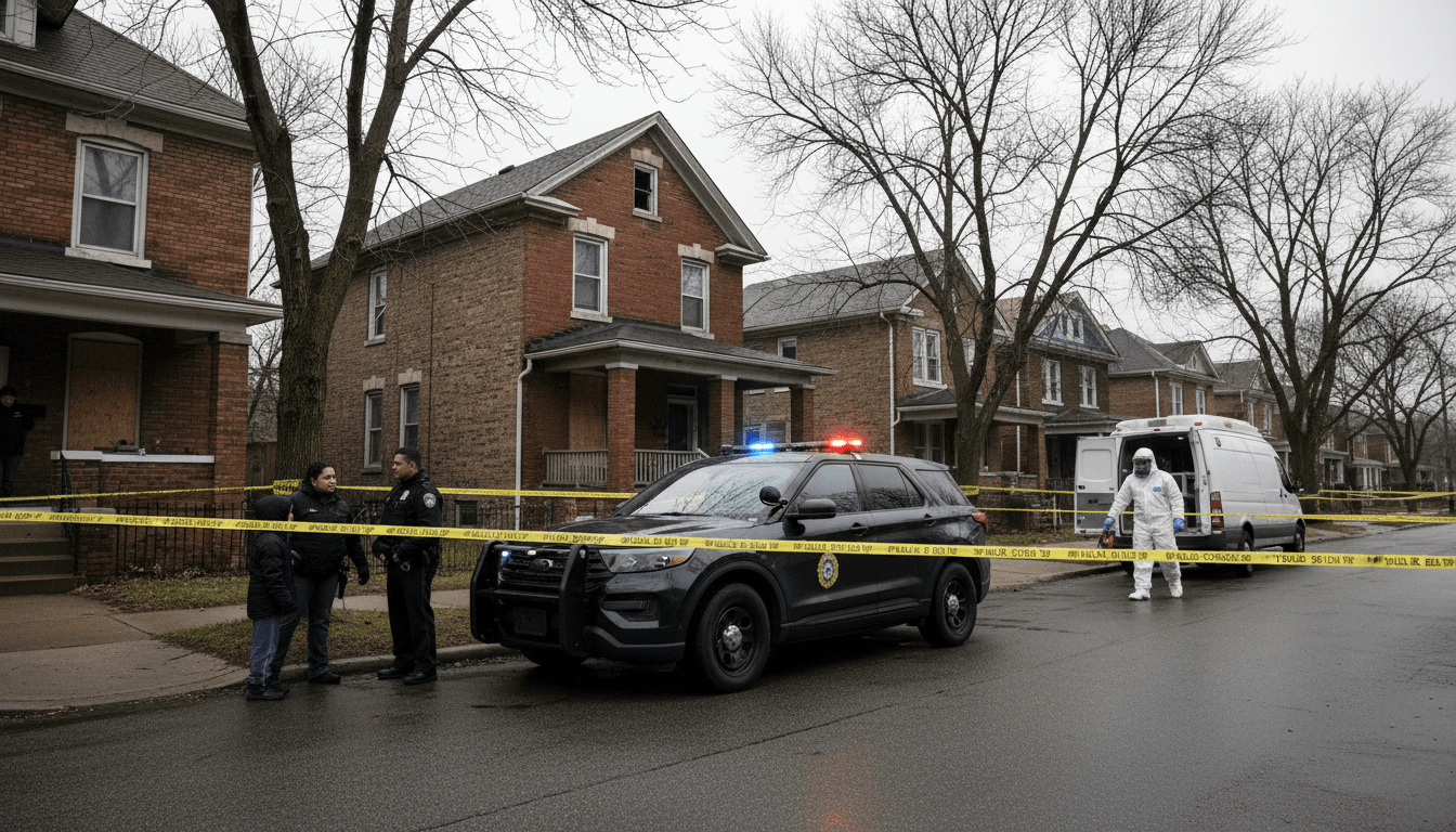 Detroit police cruiser parked outside a home where a strange smell was reported