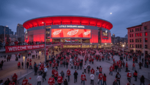 Fans gathered outside Little Caesars Arena looking for the latest Detroit Red Wings news