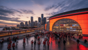 A view of Detroit fans gathering for a game, highlighting the impact of Detroit Red Wings headlines on the city.
