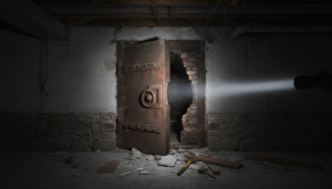 A hidden door pried open during a basement discovery in a historic Detroit home.