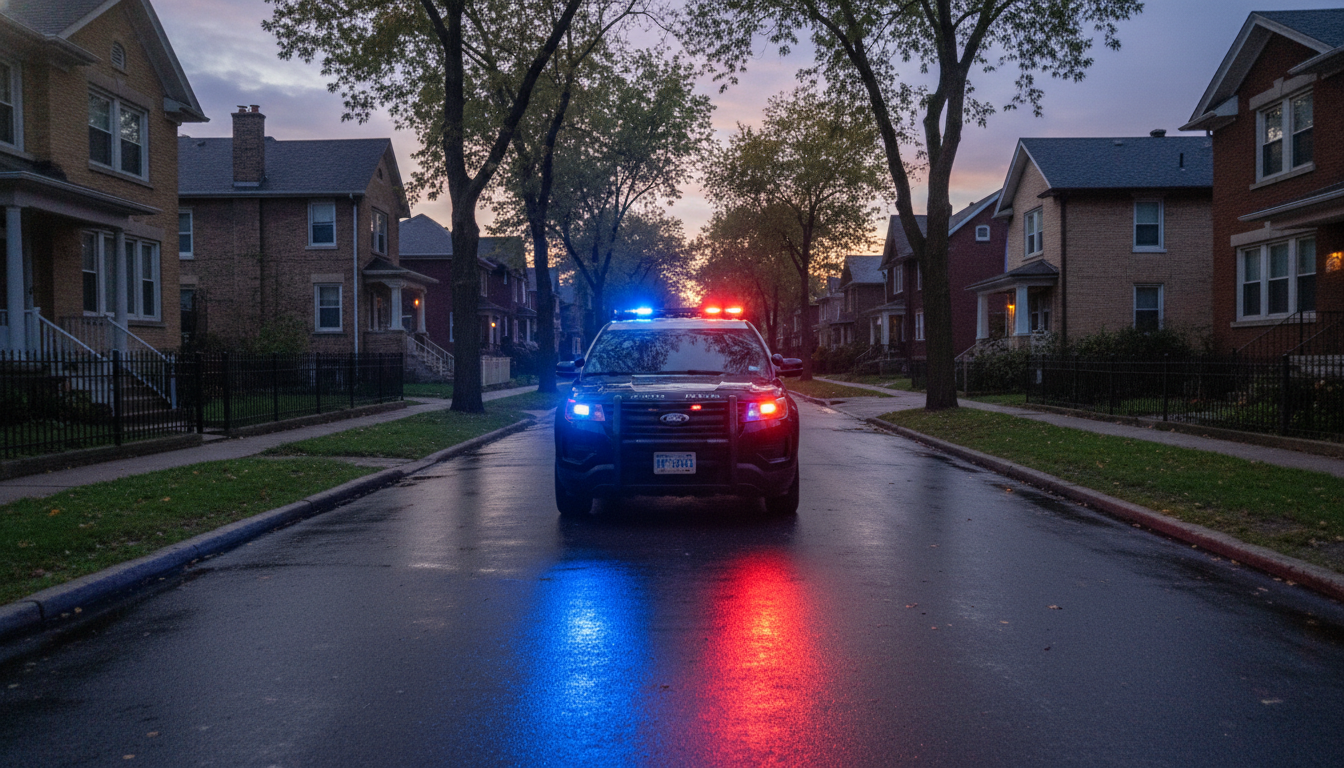 Detroit police responding to an emergency call, illustrating the dangers of swatting in Michigan.