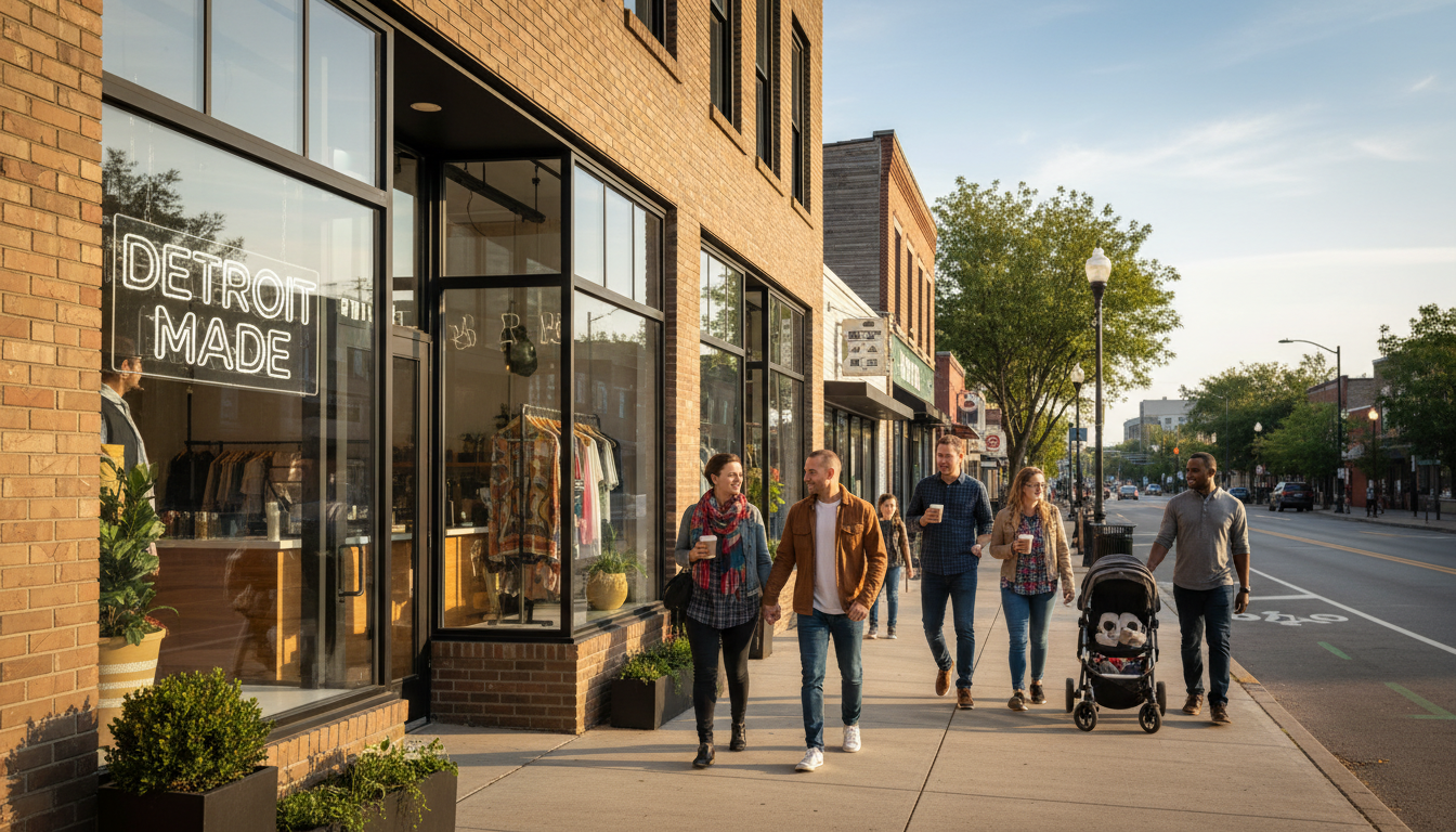 A newly opened small business Detroit storefront showcasing neighborhood revitalized retail space.