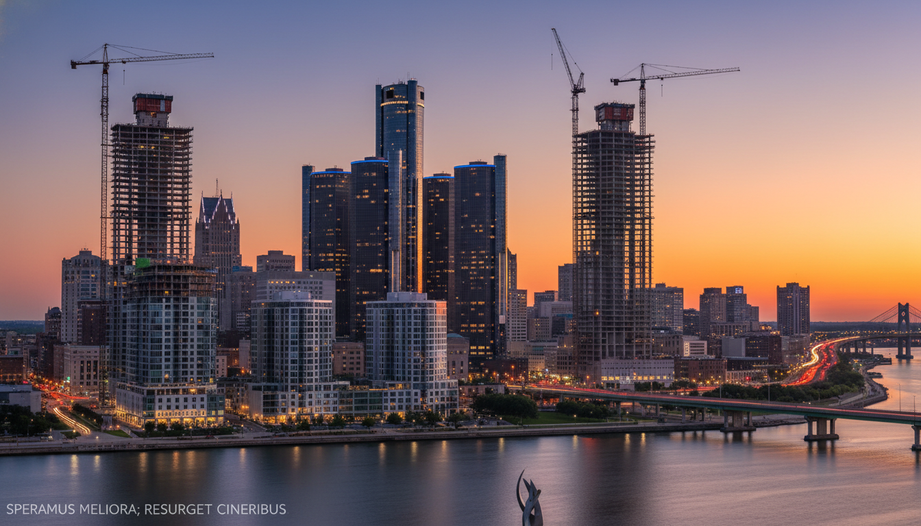 A professional view of the city skyline reflecting the cost of living Detroit 2026.