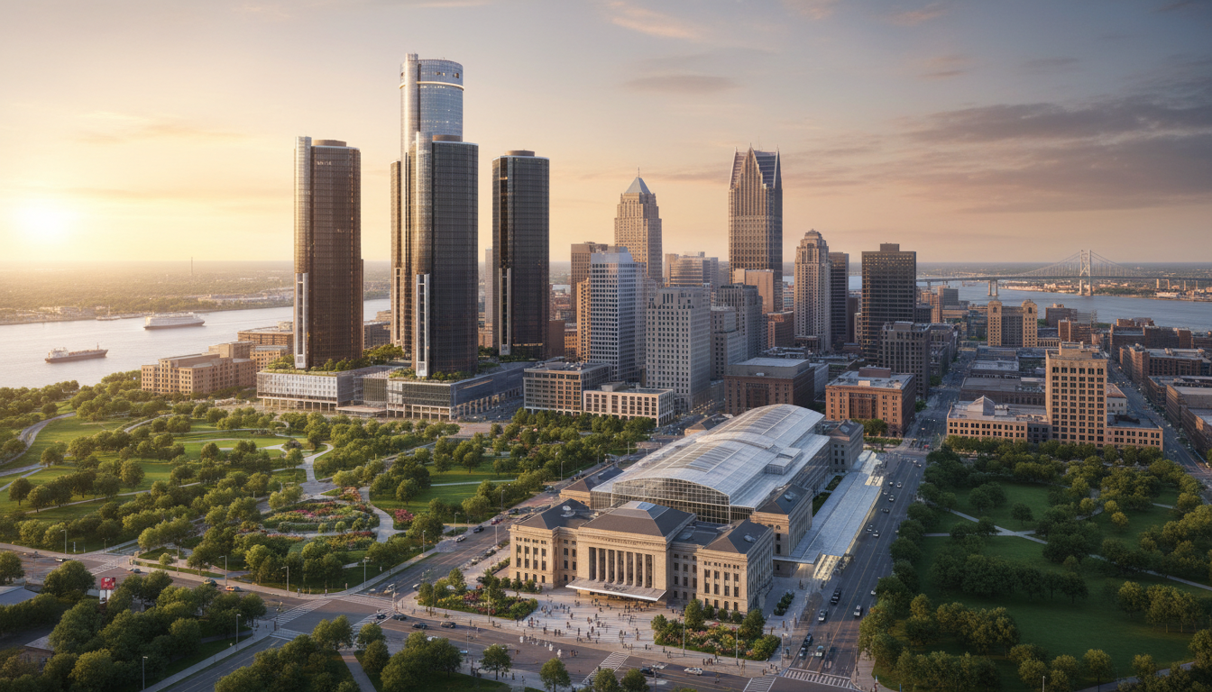 A view of the city skyline illustrating the Detroit economy 2026 and business growth.