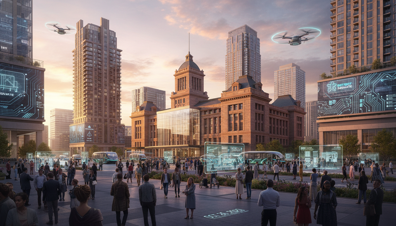 A view of Michigan Central showing the growth of Detroit startups 2026 and the city's innovation hub.