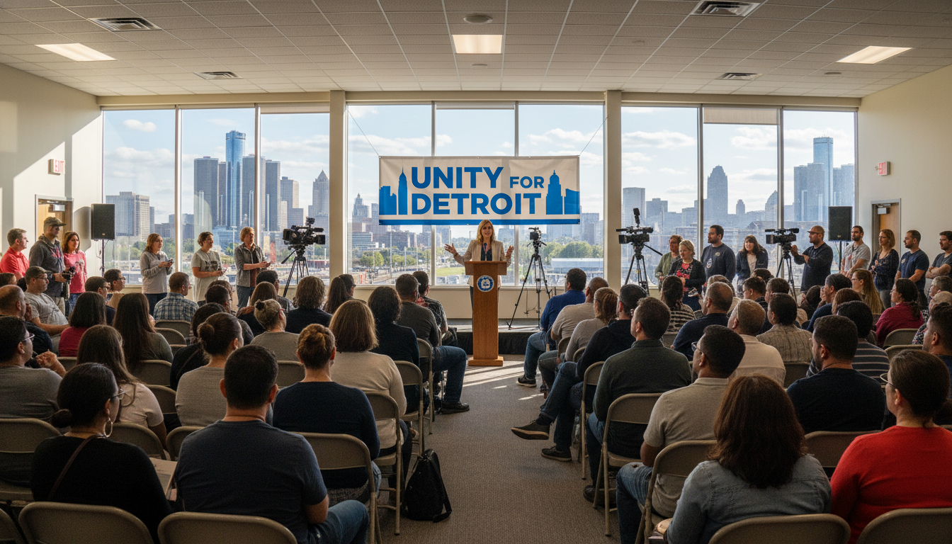 A political gathering in Detroit discussing the Haley Stevens endorsement and the Michigan Senate race.