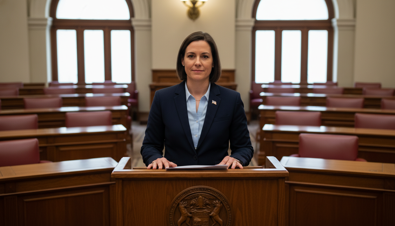 State Senator Mallory McMorrow during a political discussion regarding her voting record.