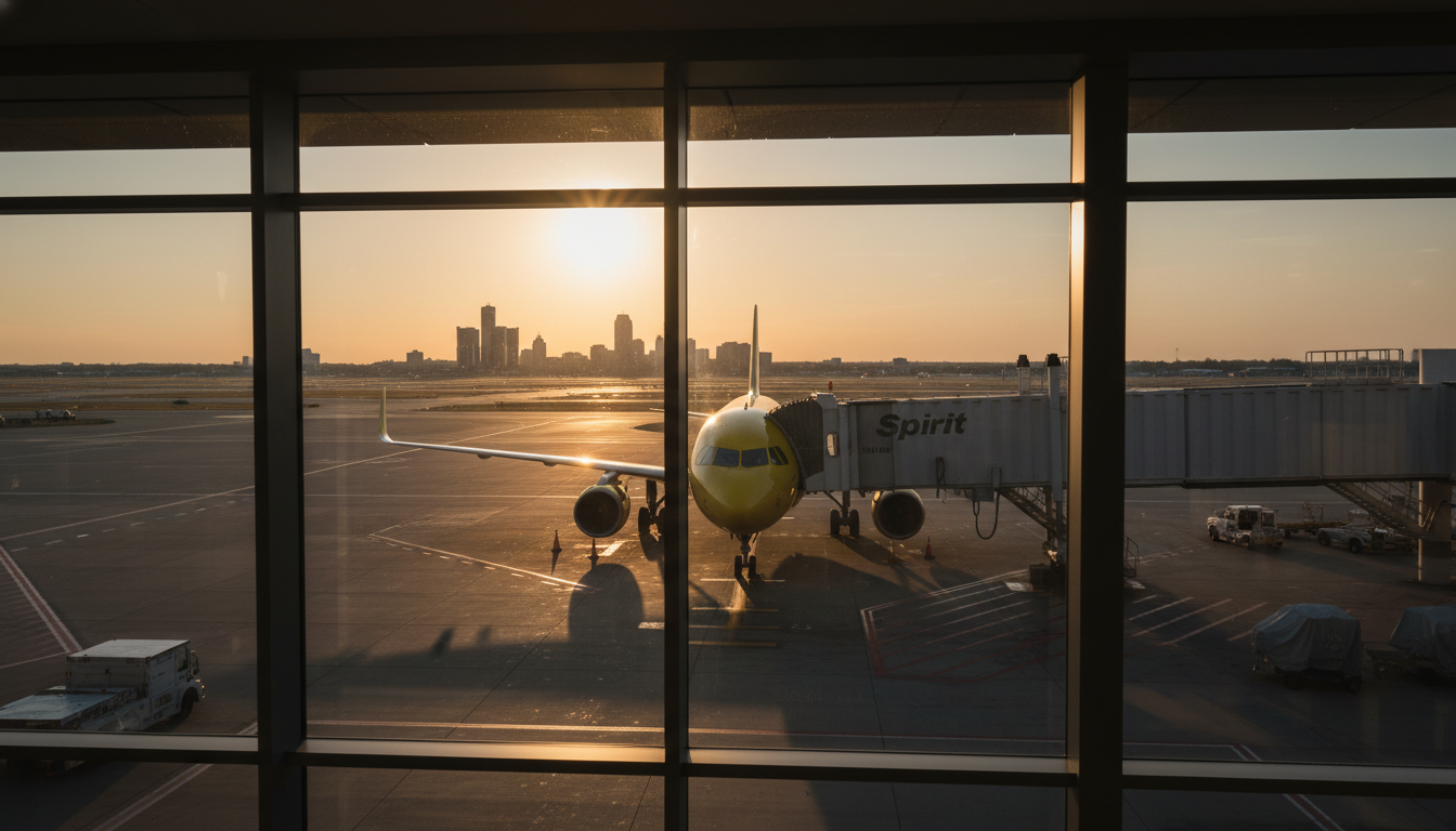 Spirit Airlines aircraft at Detroit Metro Airport illustrating the Spirit Airlines shutdown