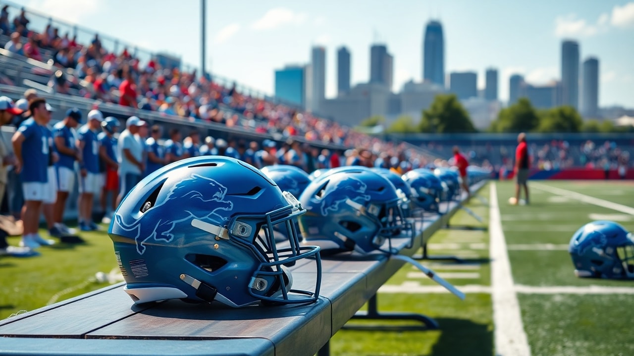 Detroit Lions training camp practice in Detroit with fans and players during the NFC North standings race
