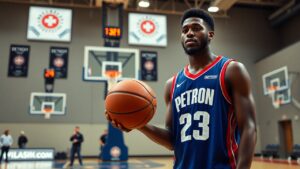 Detroit Pistons rookie wearing Jaden Ivey’s No. 23 jersey during an NBA jersey swap
