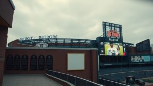 Detroit O.J. Simpson Wall of Fame removal notice and updated Wall of Fame display at Comerica Park
