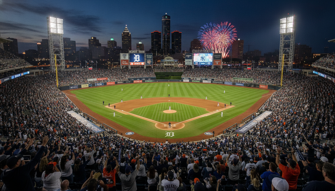 Detroit Tigers vs New York Yankees game at Comerica Park